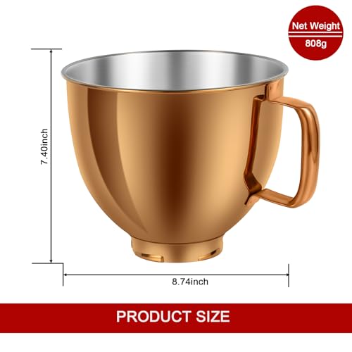 Tazón mezclador 5QT para KitchenAid 4.5-5QT, acero inoxidable miniatura 3