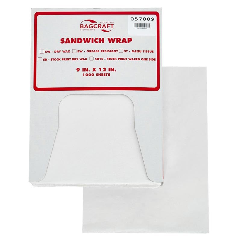 1000ea - 9 X 12 White Grease Resistant Paper Wrap