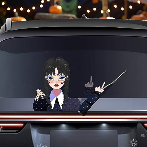 Vesvory Calcomanía para limpiaparabrisas trasero de Halloween, calcomanía de brazo ondulante de terror para parabrisas trasero, decoración de Halloween, accesorios de coche (chica oscura)