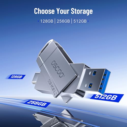 OSCOO 128GB USB SSD Drive, Up to 550MB/s Dual USB-A & C Thumb Drive — view 6