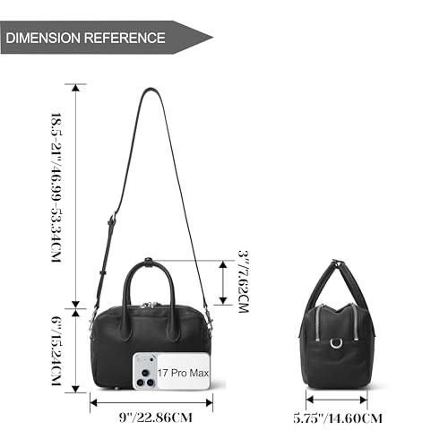 Bolso Satchel de Cuero Suave para Mujer con Dos Bolsillos y Correa Desmontable miniatura 4