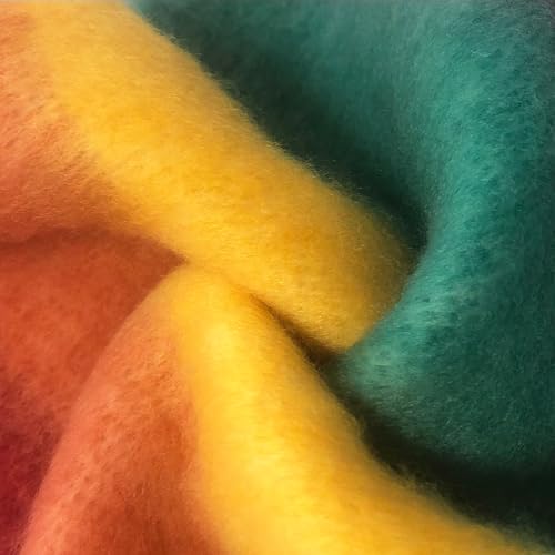 CORIRESHA Women's Rainbow Striped Scarf Soft Winter Warm Thick Shawl Gifts with Pom Pom4