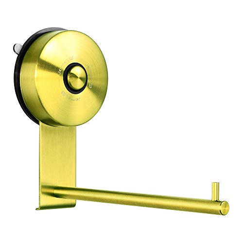 Jomola Vacuum Suction Cup Toilet Paper Holder Drill Free Bathroom Tissue Paper Roll Holder Stainless Steel Toilet Paper Hanger Gold #TOP2