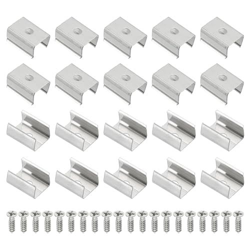 Image of PATIKIL LED Strip Clips, 60pcs Stainless Steel Mounting Brackets Fixing Clip Clamp Support Holder with Screws for 9mm to 10mm LED Strip Lighting Cable
