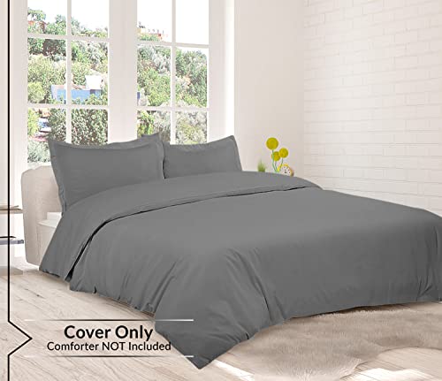 Image of ROYALE LINENS Grey Duvet Cover King Size - 3 Piece Bedding Comforter Covers - Zipper Closure - 1 King Duvet Cover 104x90 inches and 2 Pillow Shams - No Comforter Included