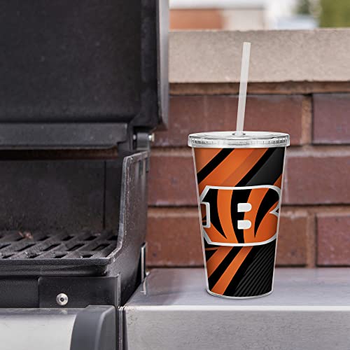 Image of Rico Industries NFL Football 16oz Clear Tumbler W /Straw for NFL Fans