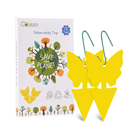 Garsum Gant Traps For Indoors,Fruit Fly Bugs Trap, Yellow Sticky Fungus Knit Killer For Houseplant,Mosquito, Flying Insert, White Flies,18 Pack #TOP20