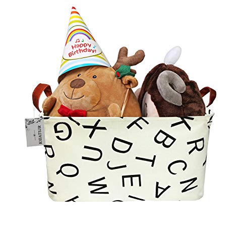 Image of Rectangle Storage Basket Cute Canvas Organizer Bin for Pet /Children Toys, Books, Clothes Perfect for Rooms /Playroom (Alphabet)