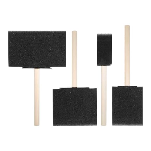 BOHUIZ 4 pinceles de espuma de esponja, 4 tamaños de pinceles de esponja de espuma con asas de madera para pintar, teñir, barnices y proyectos de manualidades