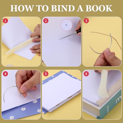 JUPEAN Kits de encadernação de livros, 24 peças, kit de encadernação com pastas de osso, ferramenta