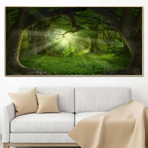 Impression sur toile forêt décoration murale salon pour agrandir l'espace
