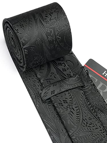 Image of HISDERN Ties for Men Paisley Tie and Pocket Square Woven Classic Floral Mens Ties Handkerchief Set Wedding Party Necktie