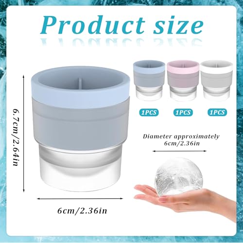 3Pcs Ice Ball Mould, Ice Ball Molds, Large 2.5 Inch Round Ice Cube Moulds, Easy-Release Reusable Ball Ice Cube Moulds for Whiskey, Cocktails, Soft Drinks, Milk, Fruit & Chocolate - Image 3