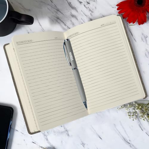 Image of Giftana Personalized Diary with Pen Gift Set for Men and Women, 2 in 1 Customized Jute Pocket Diaries Gift Set for Doctor, Husband, Father, Personalised New Year Corporate Gifts for Employee (Grey)