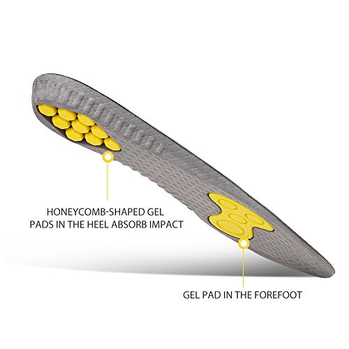 Plemo Gel Sports Shoe Insoles for Men Women, One Size Fits All with Cushioning Arch Support (Size 5-9)