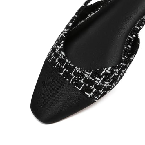 Image of Athlefit Slingback Flats for Women Square Toe Ballet Flats Work Dress Shoes