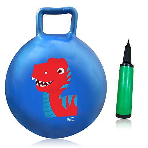 3 Bees & Me Hopper Ball Hippity Hop Toy with Air Pump - Dinosaur Bouncy Ball with Handle - Indoor Outdoor Bounce Ball Toy for Kids Age 3 to 6 Years
