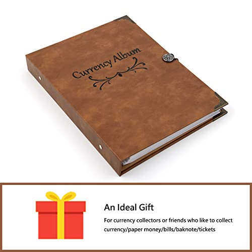 Geldalbum Papier Geldsammlung Buch Rechnungen Geldscheinhalter Zubehör für Sammler (40 Blatt 120 Taschen)