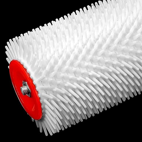 Image of 9 Inch Spiked Roller for Self Leveling Cement, Epoxy Floor Spike Roller with Red /yellow Handle, White Spikes, Metal Rod for Concrete and Epoxy Applications