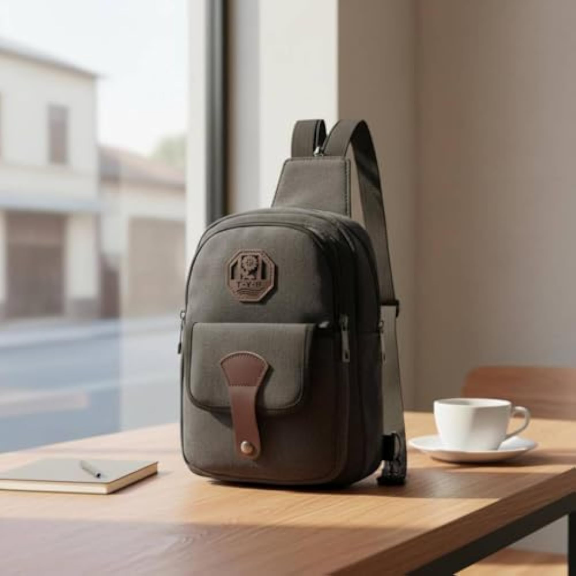 Men's Adjustable Strap Canvas Sling Bag for Travel