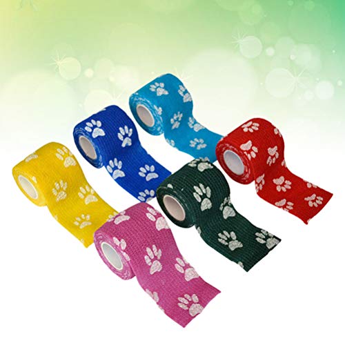 Pet Supply 6pcs Atadura autoadesiva para animais de estimação Atadura de tecido não tecido impressa