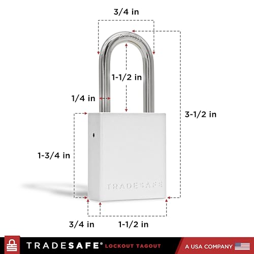 Image of TRADESAFE Lockout Tagout Locks Set - 10 Silver Aluminum Loto Locks, Lock Out Tag Out Padlocks Keyed Alike, 2 Keys Per Lockout Padlock, OSHA Compliant