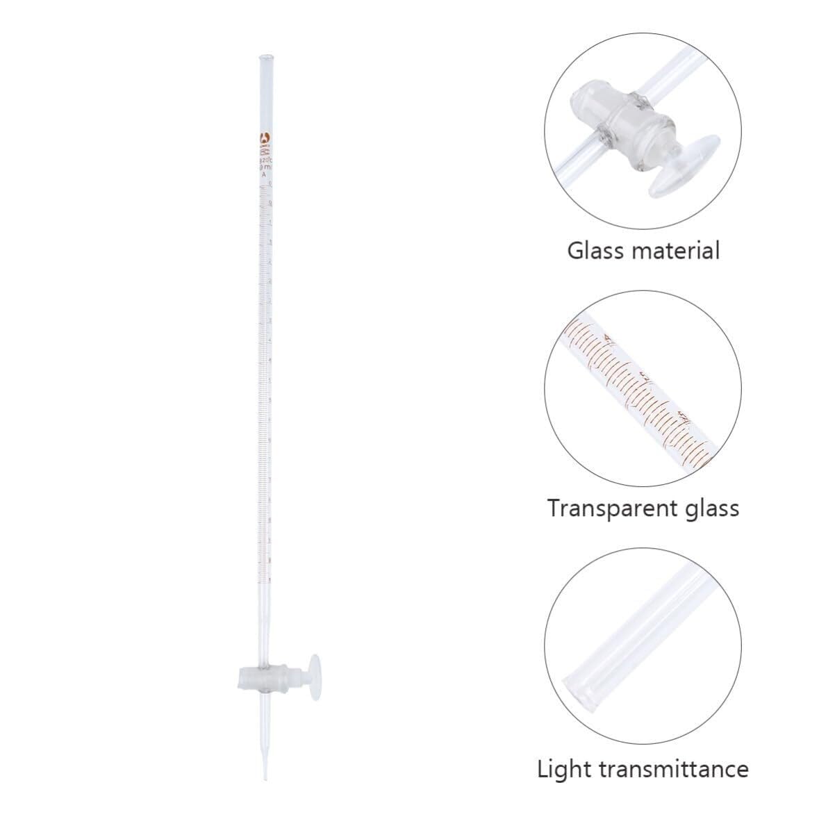 Burette en verre borosilicaté 50ml avec robinet en verre pour laboratoire