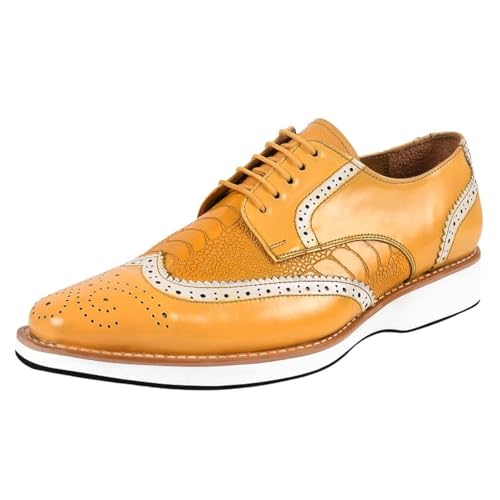 Image of LIBERTYZENO Mens Knitted & Animal Print Genuine Leather Adults Lace Up Oxford Dress Shoes for Easter Gift