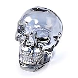 Crystal Plating Black Skull Head Figurines, Day of The Dead Decor - Skull Lovers Gifts for Women, Glass Skull Head Art Halloween Ornament with Gifts Box 2.8''