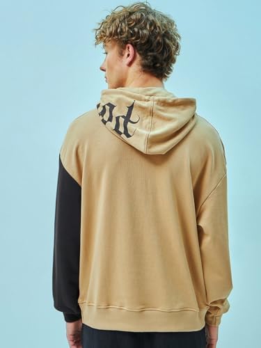 Image of Bewakoof Men's Cotton Blend Graphic Printed Oversized Fit Full Sleeve Terry Hoodies