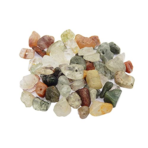 450PCS Quartz Rutile Naturel Irrégulier Puce Pierre Perles 5-8mm Pierres Précieuses Cristal Perle Lâche pour la Fabrication de Bijoux Bracelet Collier DIY...