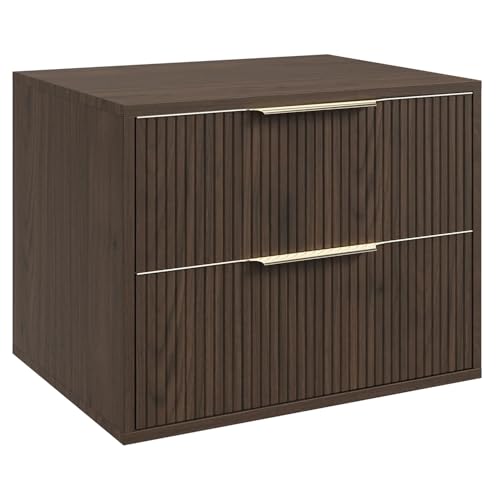 Badplaats Meuble sous-lavabo Rimini 60 x 46 cm Noyer Brun - Colonne de salle de bains avec 2 tiroirs