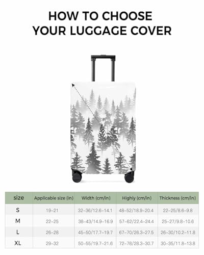 Abstract Tree Travel Luggage Cover Spandex Elastic Suitcase Cover for Luggage, Scratch Proof Luggage Cover Protector for Trunk Case 29-32 Inch Luggage, Modern Tree Textured Grey3