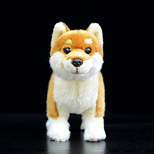 Tiny Heart Shiba Inu Hund Stofftier Plüschtier 28cm/11” realistisches Shiba Inu Hund Plüsch schönes Tier niedliche und weiche Geschenke Hund für Kinder Jungen und Mädchen Spielzeug braun