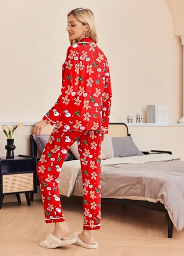 Image of Ekouaer Pajamas Women's Long Sleeve Sleepwear Soft Button Down Loungewear Pjs Lounge Set Nightwear XS-XXL
