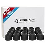 SONICFOAM (SF1 Medium Black) Memory Foam Earbud Tips for Earbuds with Speaker Diameter 5.8-6.5mm - (20 Pack / 10 Pairs)