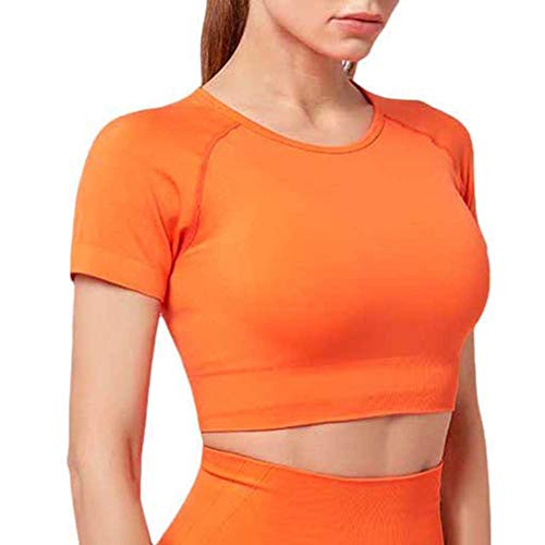 JIXUAN Sports Yoga Navel Chaleco De Manga Corta Crop Top Sujetador Sexy Gym Fitness Camiseta Running Gym Ropa Deportiva Slim Fit Cover