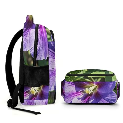 Mochila de viaje floral morada para ordenador portátil y equipaje diario ligero 7