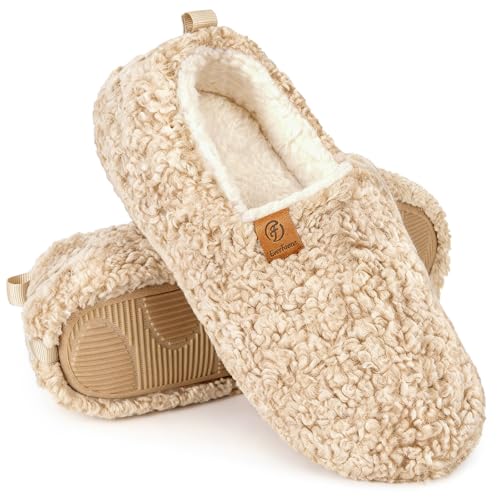 EverFoams Women’s Soft Curly Full Slippers Memory Foam...