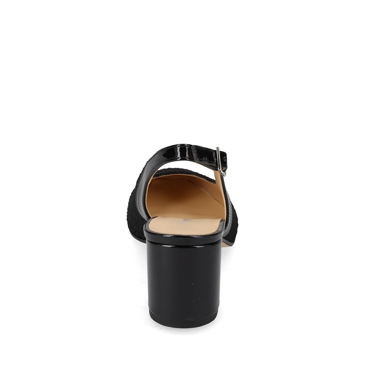Valleverde 28200A Slingback Cerimonia Donna Tessuto Nero Tacco Grosso 6Cm Suola Gomma Sintetica