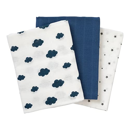 Stoffwindeln Bornino Basics Mullwindeln 80×80 cm in Wolken und Sterne Design