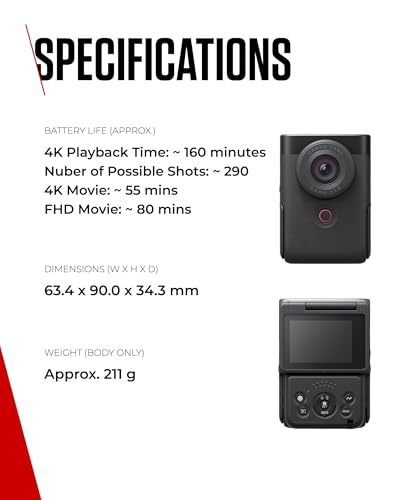 Canon PowerShot V10 Videocamera Compatta Digitale 4K per Vlog WiFi - 8