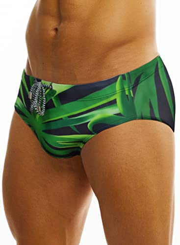 MIZOK Men's Quick Dry Swim Bikini Briefs Hot Print Swimwear with Drawstring2