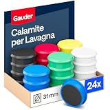 GAUDER Magneti per Lavagna Magnetica - Magneti Tondi in Ferrite per Whiteboard, Frigorifero e Ufficio (31 x 10 mm - 24 pezzi - multicolore)