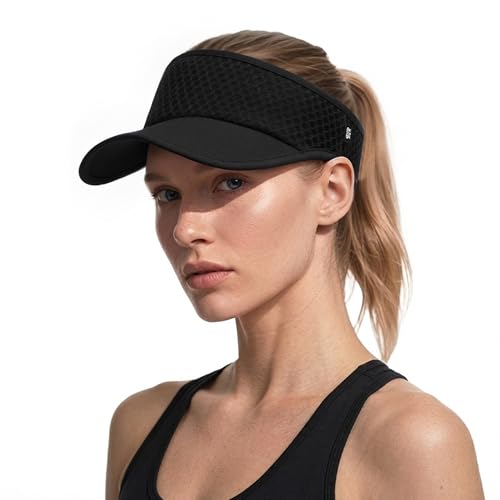 Sun Visors for Women Men Lightweight Adjustable Sun Hat Sunvisor for Golf Running Tennis Black