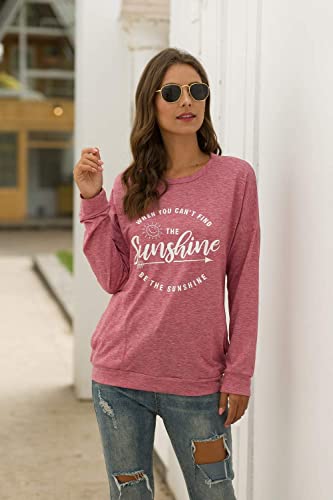 Muicy Womens Sunshine Shirt Casual Long Sleeve Shirt Tops Trendy Loose Fit Sweatshirts Tunic Tops with Pockets2