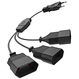 Verlängerungskabel Eurostecker, Euro Verlängerung 0,3M Kurzes Netzkabel, 3-in-1 Stromkabel Dreifach Typ-C-Stecker, 0,75 mm² Max. 2,5A/250V für TV PC Computer Monitor Beamer Lampe Haushaltsgeräte