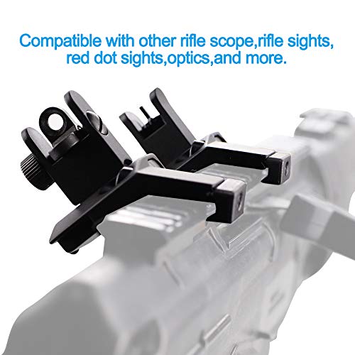 Kinbon 45 Degree Iron Sights - Alloy Steel Flip Up Offset Sights Fits Picatinny & Weaver Rails Black #TOP3