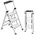 Xinsunho Retractable Handgrip 3 Step Ladder Safety Wide Pedal Step Stool Aluminum 300lbs Capacity Slim Design Ladder