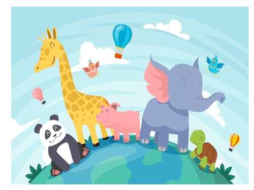 Image of Cartoon Design Kids Theme Vinyl Poster Animals Wallpaper Wall Sticker for Home Decor, Living Room, Bedroom,Kids Room, Play Room (Self Adhesive Vinyl, 6x8 feet i.e 72x96 inch) 02